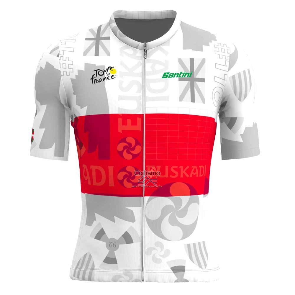Tour DE Francia Ropa Ciclismo Culotte Corto 2023 Hombre Mangas Cortas Rojo Blanco